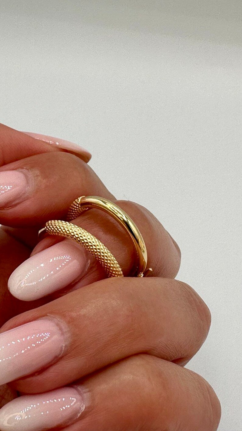 18K Real Gold Thick Hoop Earrings, Chunky Hoops, Polished Chunky Gold Hoop Earrings, Hoops for Women,18K Gold Hoop Earrings Gift for Her!