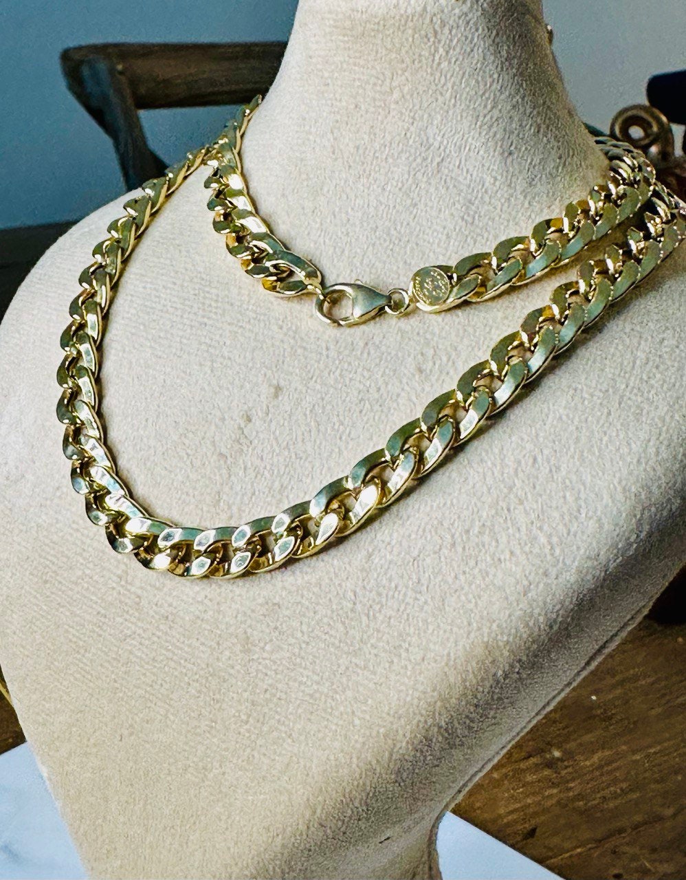 18k GOLD Curb(7.5mm), link Chain Necklace ,18kReal Gold curb,christmas Gift,Unisex Gold chain,18k GOLD Chain,Birthday Gift,Ladies 18 Gold.