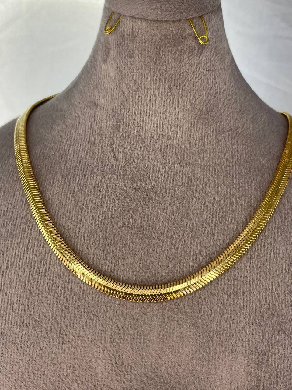 18k Gold Herringbone Necklace Chain 22" (4MM) ,Christmas Gift, Birthday Gift, Real gold, For him ,For her, Anniversary Gift, unisex necklace