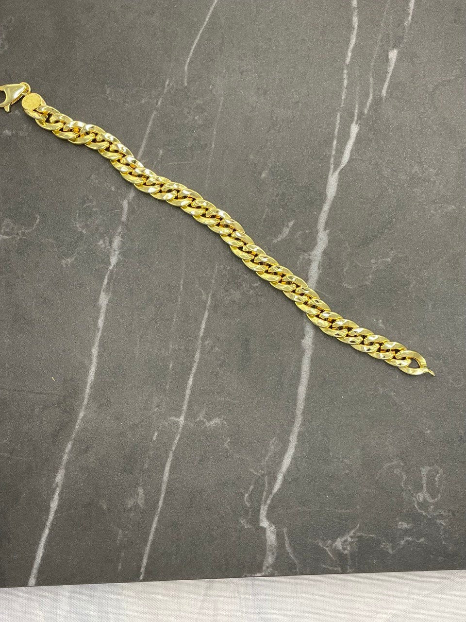 18K GOLD Bracelet Curb (7.4MM) 8" ,Christmas Gift, Anniversary Gift, Birthday Gift, For Her, For Him, Real Gold Bracelet Curb, ladies gift.