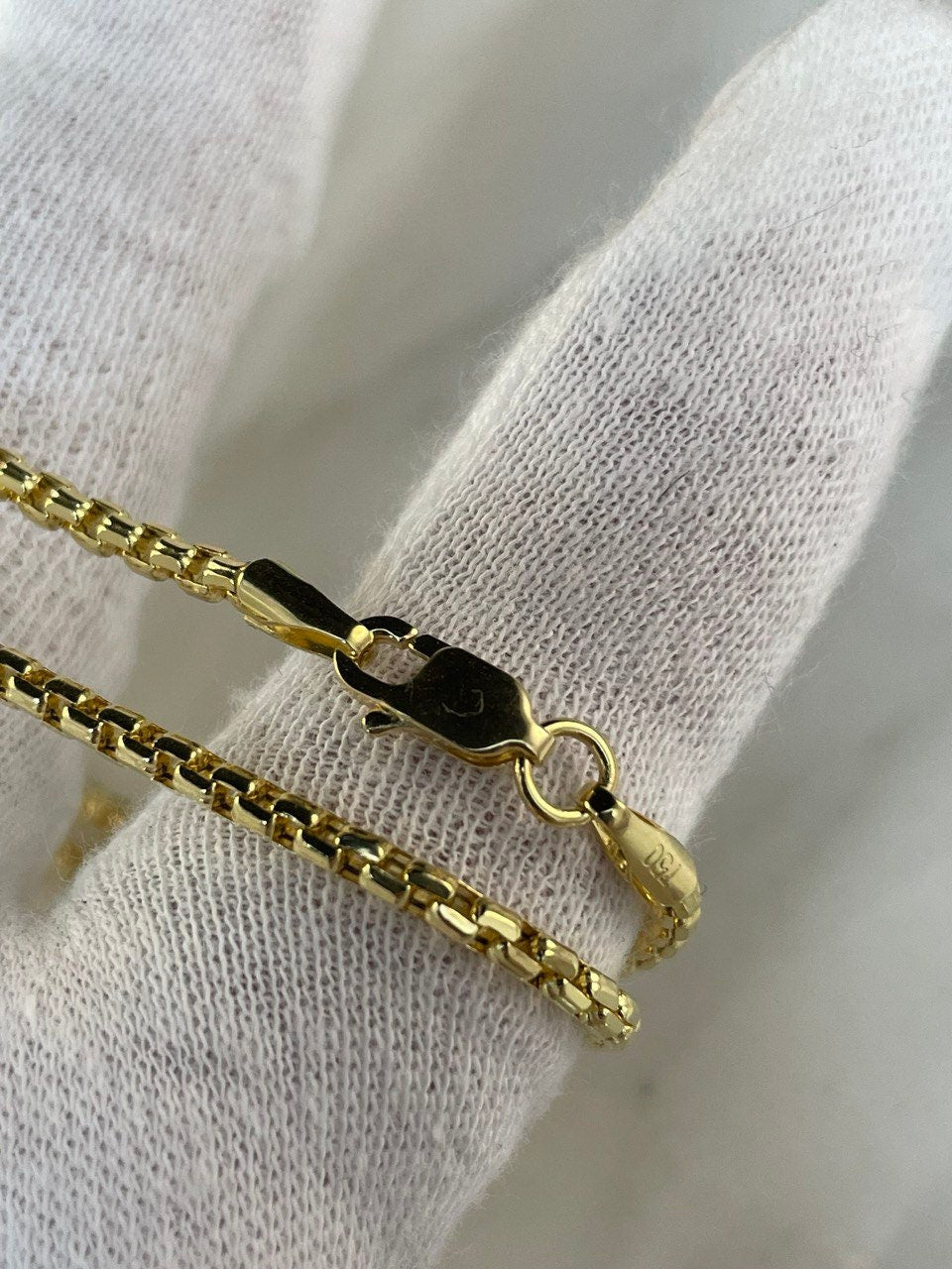 18k Gold Solid Box Chain Necklace ,18" 20",22",(2.1mm),Real Gold, Shiny Round Box chain, For Him, For Her, Birthday Gift, Christmas Gift.