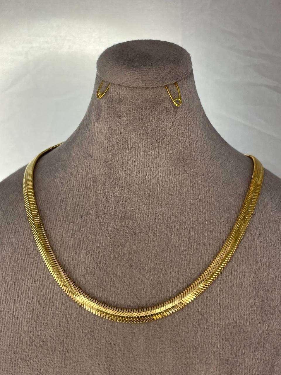 18k Gold Herringbone Necklace Chain 22" (4MM) ,Christmas Gift, Birthday Gift, Real gold, For him ,For her, Anniversary Gift, unisex necklace