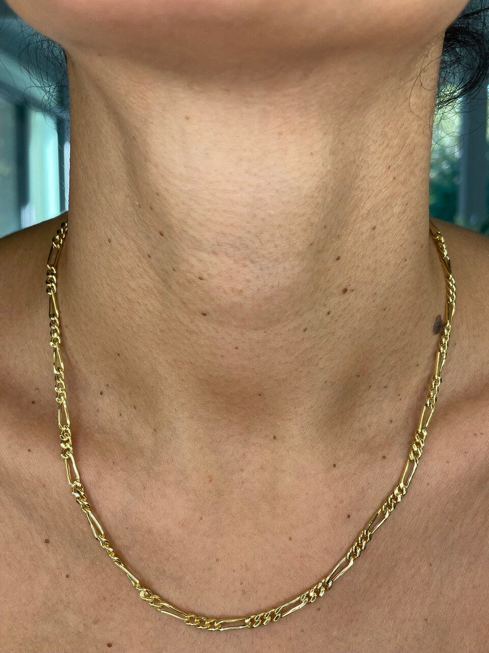 18K GOLD FIGARO Necklace 3.5MM,Figaro real Gold Chain, Christmas Gift, unisex Gold Gift, for her, Birthday Gift, for him, everyday chain.