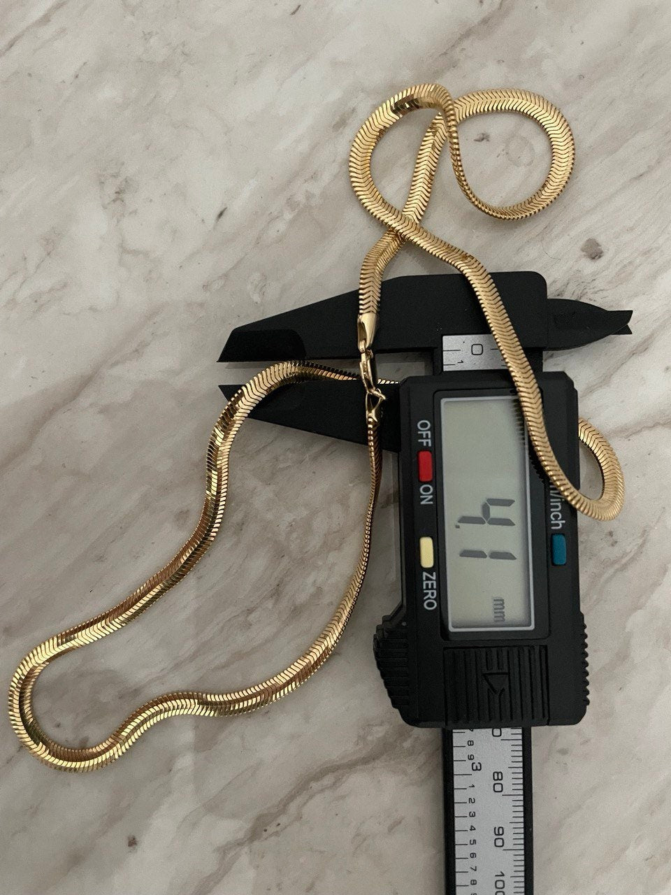 18k Gold Herringbone Necklace Chain 22" (4MM) ,Christmas Gift, Birthday Gift, Real gold, For him ,For her, Anniversary Gift, unisex necklace