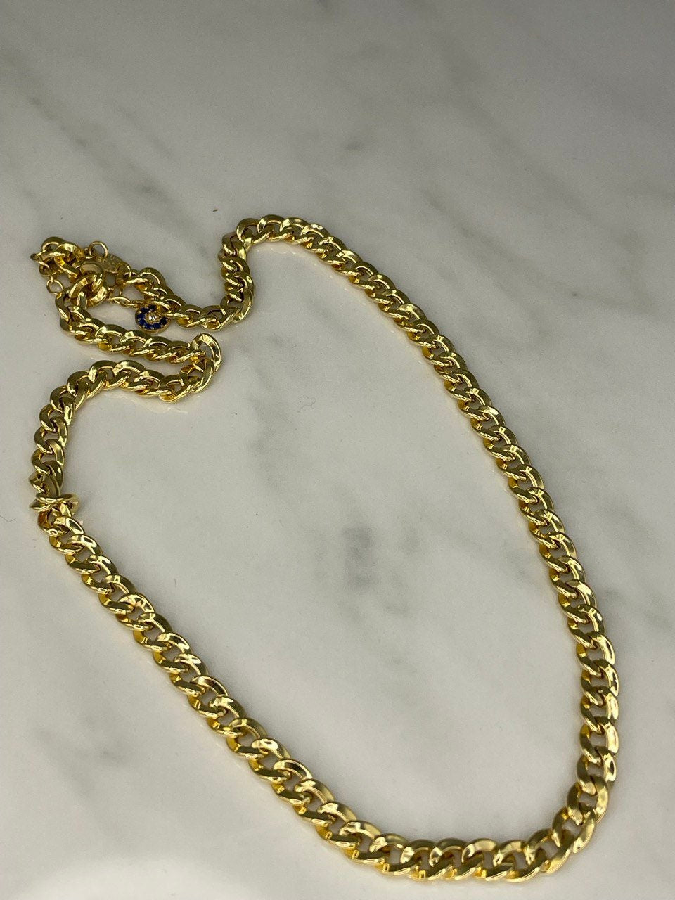 18K REAL GOLD CURB Link Necklace (5.5MM) ,18K Gold Curb, Christmas Gift, Birthday Gift, Anniversary Gift, Ladies Gift,For Her,For Him.
