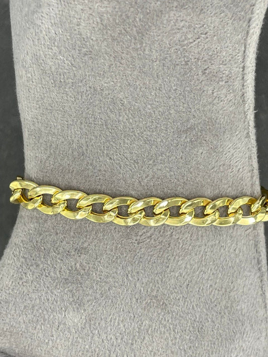 18K GOLD Bracelet Curb (7.4MM) 8" ,Christmas Gift, Anniversary Gift, Birthday Gift, For Her, For Him, Real Gold Bracelet Curb, ladies gift.