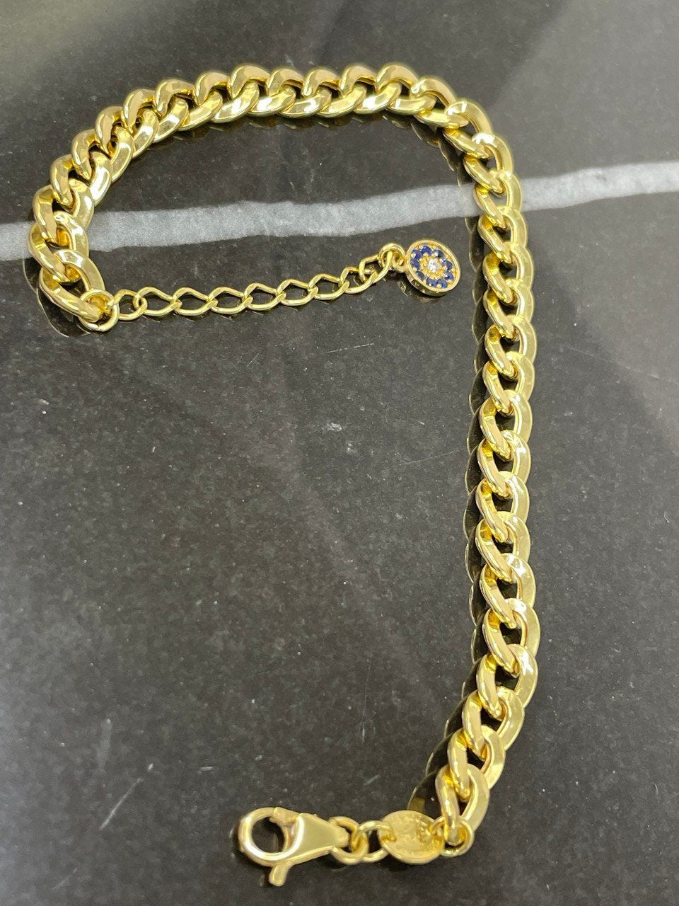 18K GOLD CURB BRACELET, Real Gold (5.5mm) 7"_7.5"_8"_8.5"Christmas Gift, Birthday Gift, For Him , For Her, Anniversary Gift.