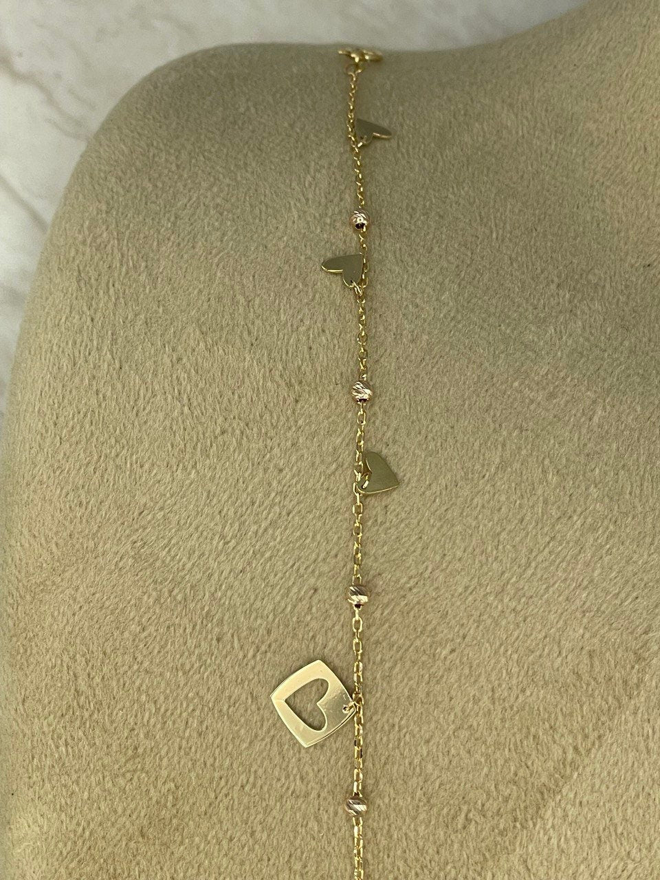 18k Gold Charm Bracelet ,REAL GOLD, Christmas Gift, Birthday Gift, Anniversary Gift, For Her, Girl friend Gift, Fancy Gift.