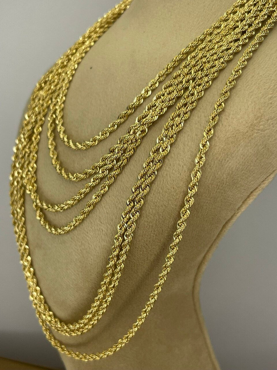 18K GOLD ROPE CHAIN (2.4mm)18' 20" 22" Christmas Gift, Birthday Gift,For Her ,For Him,Real Gold Chain ,Annivarsary Gift.