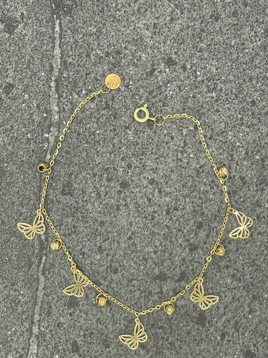 18K GOLD CHARM BRACELET(7.5"), Rael Gold, Christmas Gift, Birthday Gift, Anniversary Gift, For Her, Girlfriend Gift.