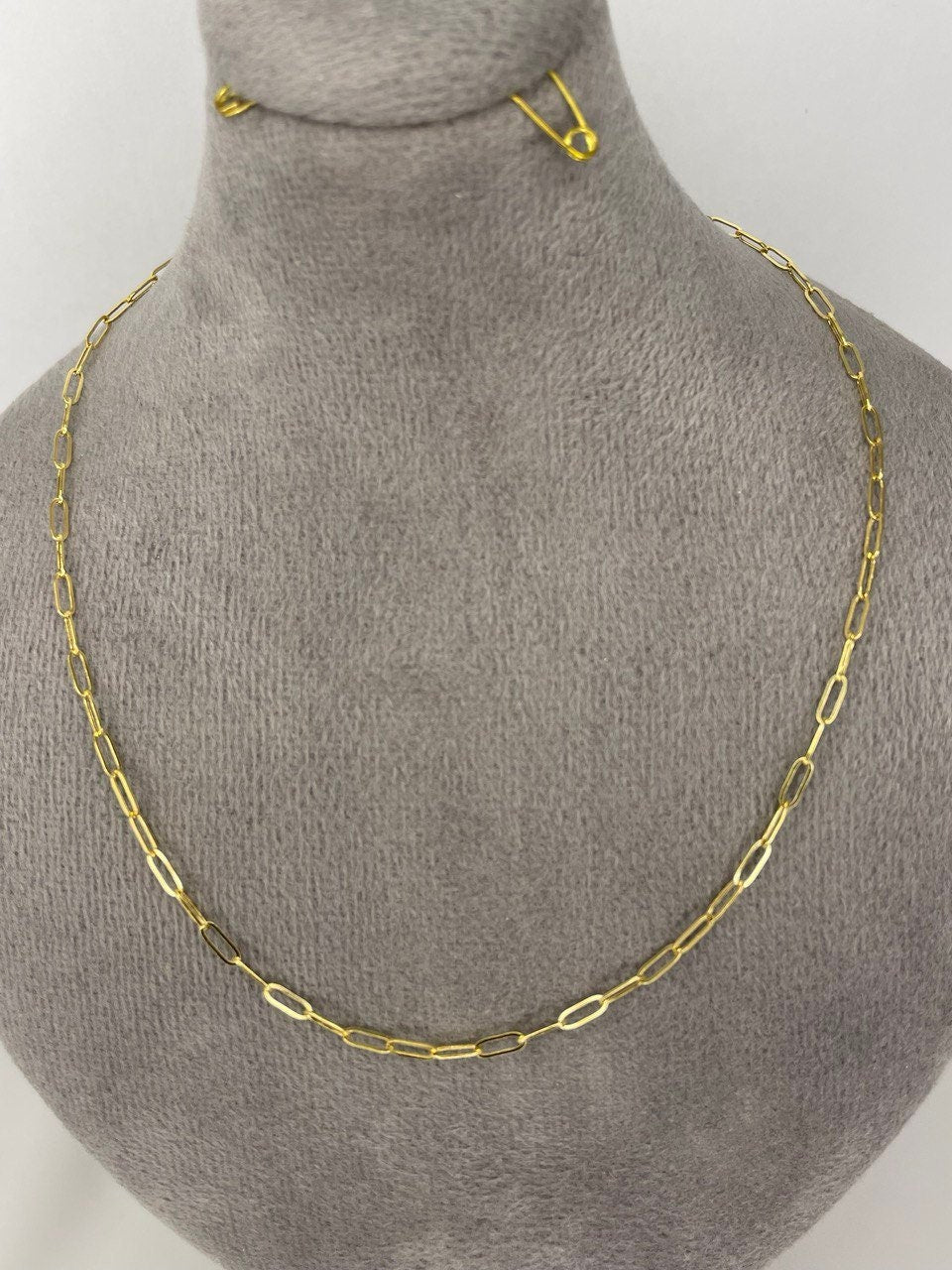 18K GOLD CLIP CHAIN, Real Gold, Christmas Gift, Anniversary Gift, Birthday Gift, For Him, For Her, Girlfriend Gift, Boyfriend Gift,(1.7mm)