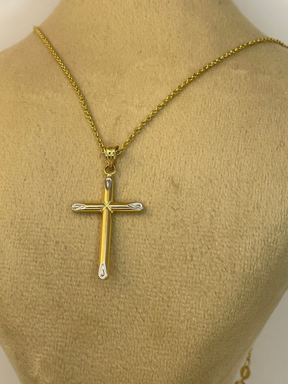 18K GOLD CROSS NECKLACE, Real Gold, Jesus Cross, Birthday Gift, For Him ,For Her, Anniversary Gift, Christmas Gift.