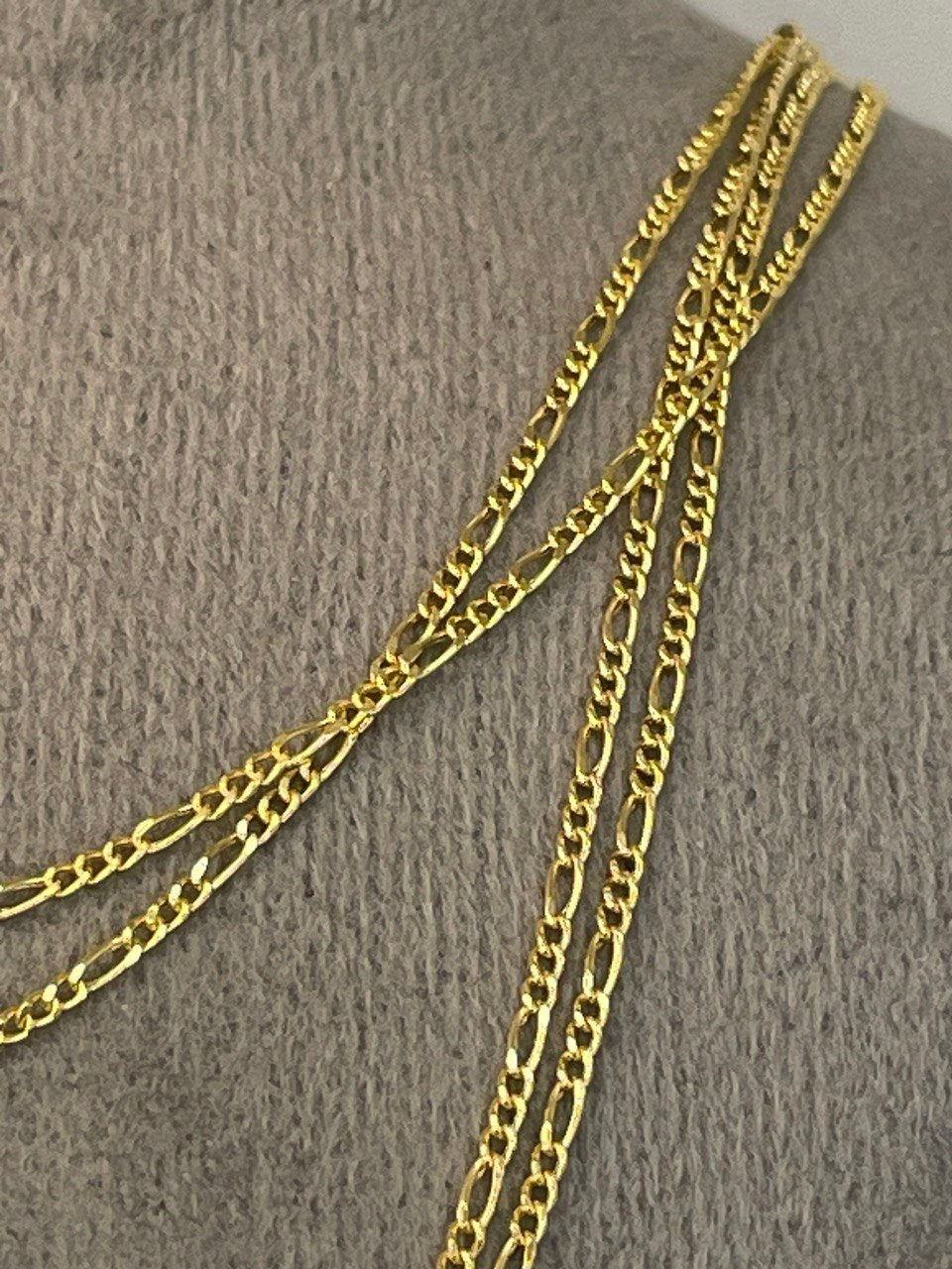 18K GOLD FIGARO NECKLACE Solid (1.5mm),Real Gold, Chain Necklace, Birthday Gift, Anniversary Gift, Christmas Gift,For Her,For Him.