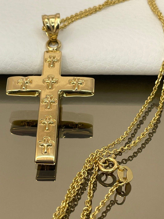 18K GOLD CROSS NECKLACE Jesus Cross,Real Gold,Birthday Gift,Christmas Gift,Anniversary Gift,For Her ,For Him, boyfriend Gift,girlfriend Gift