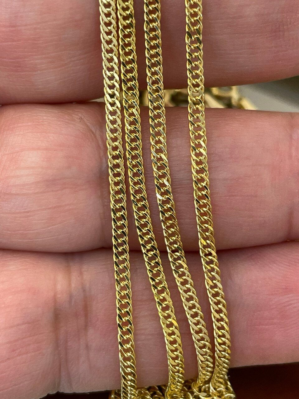 18K GOLD CURB DOUBLE (2mm),Real Gold,Birthday Gift,Christmas Gift,For Her,For Him,Anniversary Gift,boyfriend Gift,Girlfriend Gift.