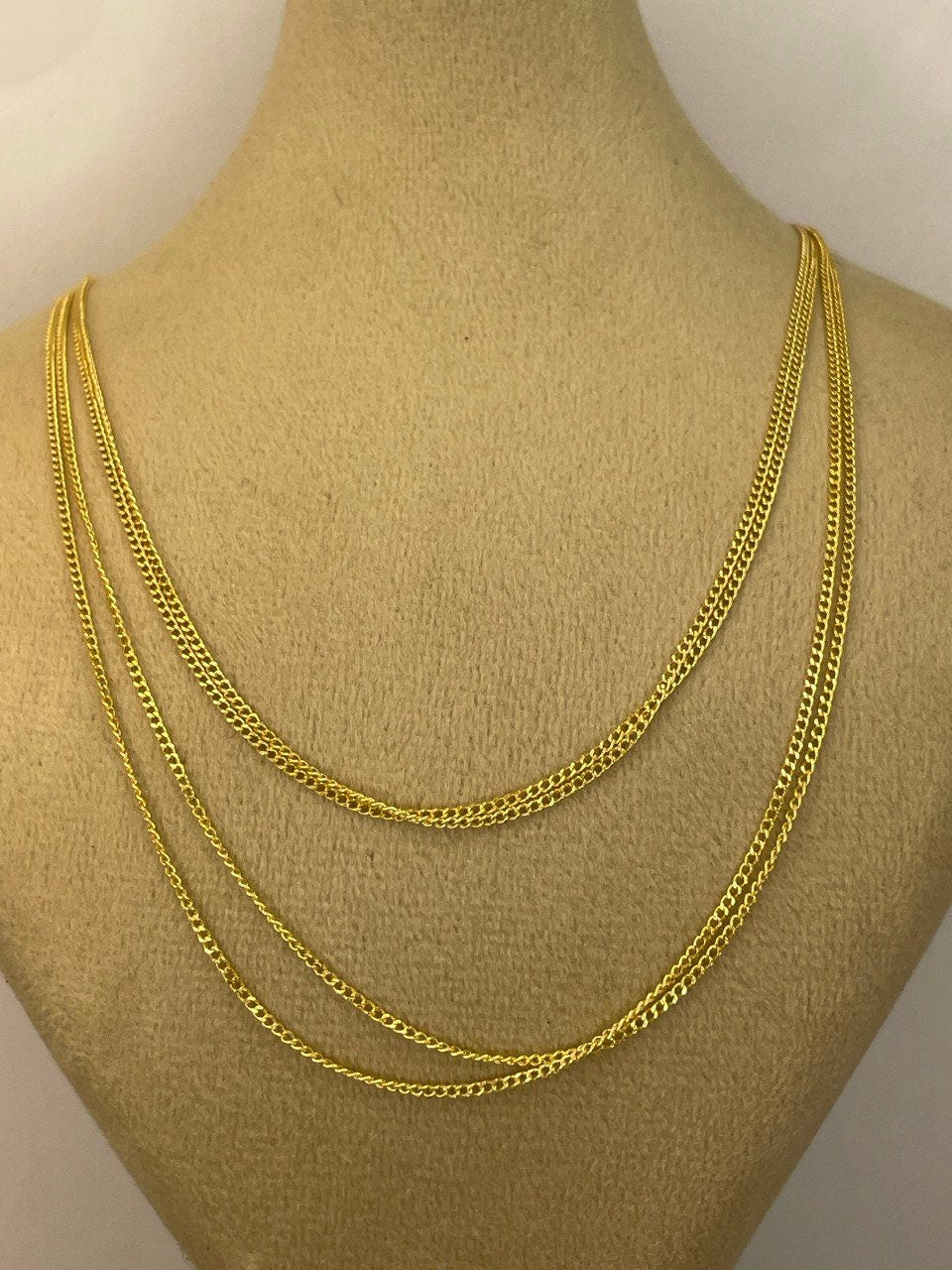 18K GOLD CURB NECKLACE (1mm),Real Gold,Solid Gold,For Him,For Her,Birthday Gift,Anniversary Gift,Gift For Dad,Gift For Mom.