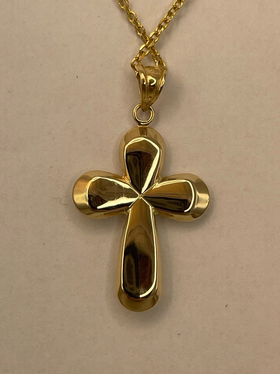 18k Gold Crucifix Necklace Real Gold,Bold Cross Pendant,Chic Christian Jewelry,Religious Gift, Gift for Seniors,Gift for Mom, Gift for Her.