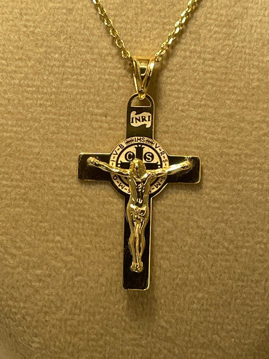 18K GOLD CROSS NECKLACE,Real Gold,Jesus Cross,Crucifix Necklace,For Her,For Him,Birthday Gift,CHristmas Gift,Gift For Dad,Gift For Mom.