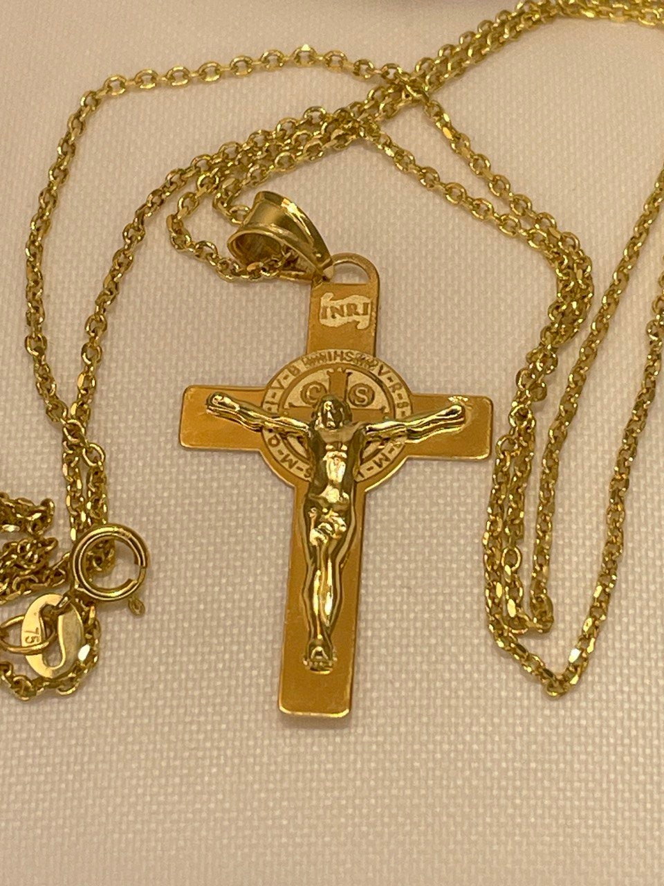 18K GOLD CROSS NECKLACE,Real Gold,Jesus Cross,Crucifix Necklace,For Her,For Him,Birthday Gift,CHristmas Gift,Gift For Dad,Gift For Mom.