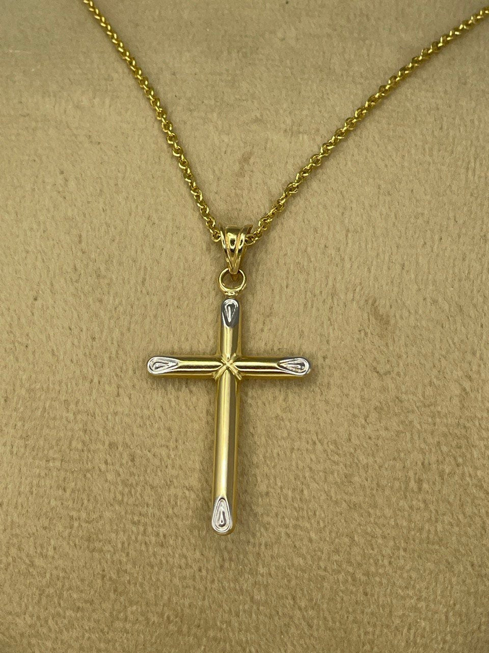 18K GOLD CROSS NECKLACE, Real Gold, Jesus Cross, Birthday Gift, For Him ,For Her, Anniversary Gift, Christmas Gift.