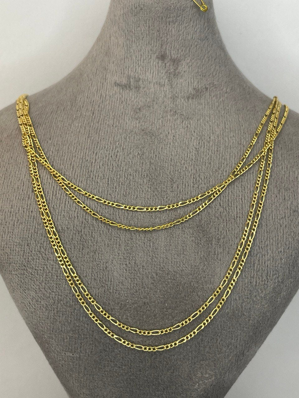 18K GOLD FIGARO NECKLACE Solid (1.5mm),Real Gold, Chain Necklace, Birthday Gift, Anniversary Gift, Christmas Gift,For Her,For Him.