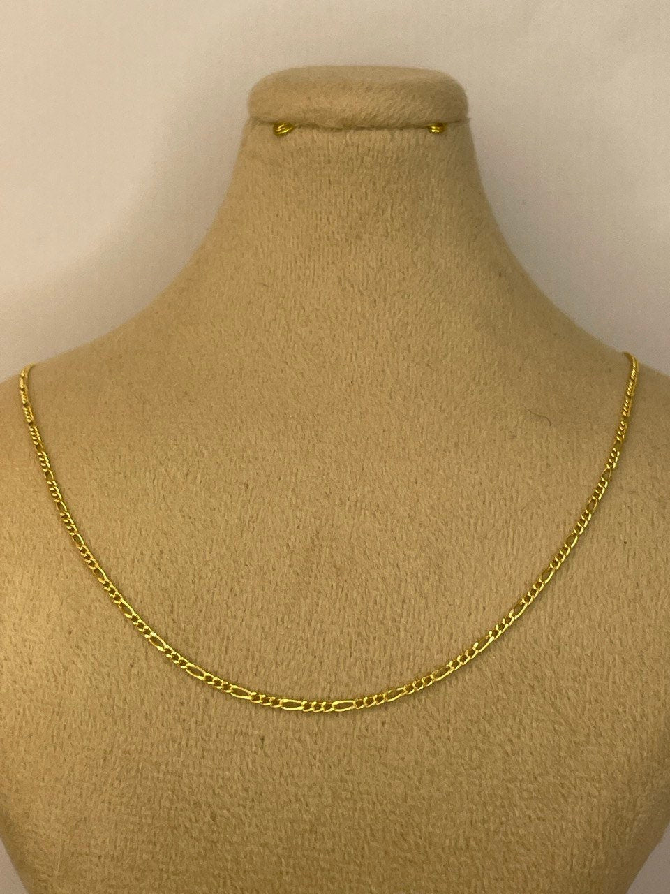 18K GOLD FIGARO NECKLACE Solid (1.5mm),Real Gold, Chain Necklace, Birthday Gift, Anniversary Gift, Christmas Gift,For Her,For Him.
