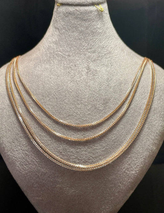 18K GOLD FRANCO(1.2mm) NECKLACE Chain,Real Gold,Rose Gold,For Him,For Her,Birthday Gift,Gift For Dad,Gift For Mom,Girlfriend Gift.