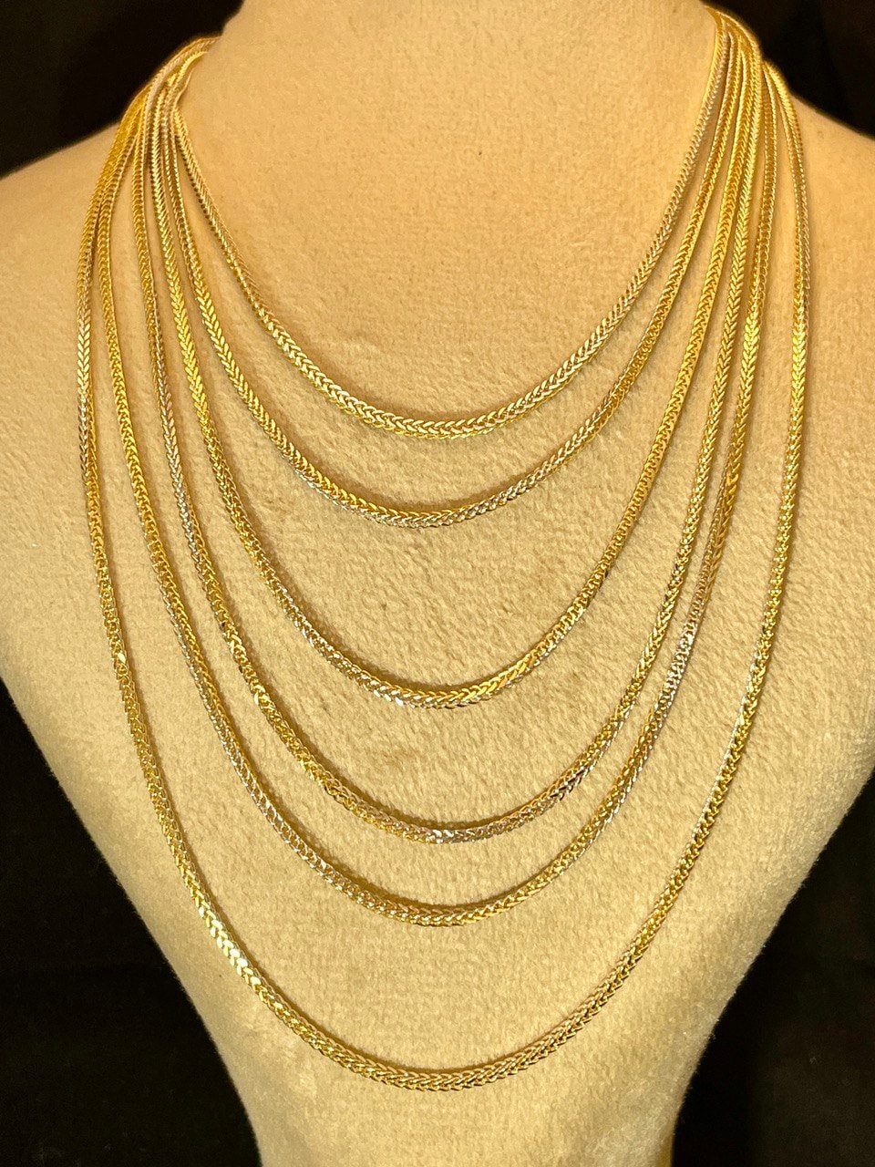 18K GOLD FRANCO (1.2mm)NECKLACE Chain,Real Gold,For Him,For Her,Birthday Gift,Franco Chain,Yellow and White,16"18"20",Christmas Gift