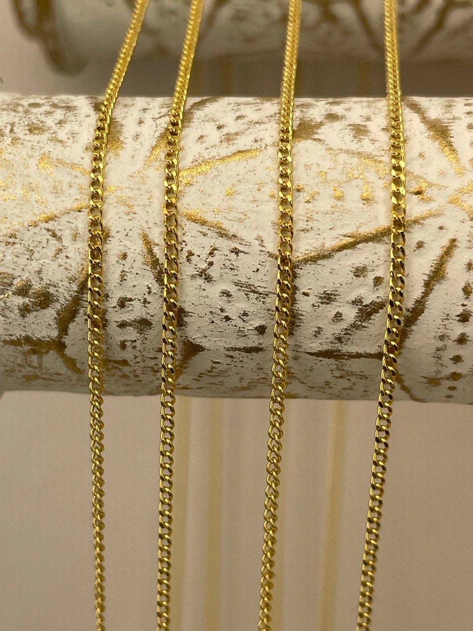 18K GOLD CURB NECKLACE (1mm),Real Gold,Solid Gold,For Him,For Her,Birthday Gift,Anniversary Gift,Gift For Dad,Gift For Mom.