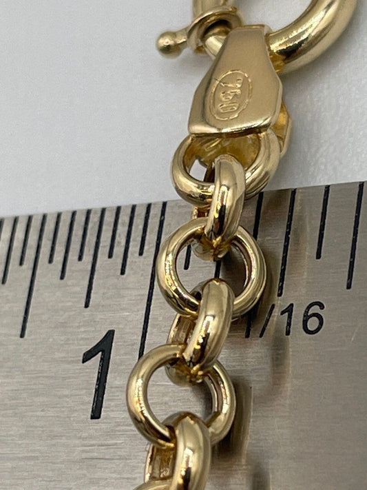 18K GOLD ROLO (5mm)NECKLACE,Real Gold,Birthday Gift,Christmas Gift,For Her,For Him,Gift For Dad,Gift For Mom,Style Necklace Chain.