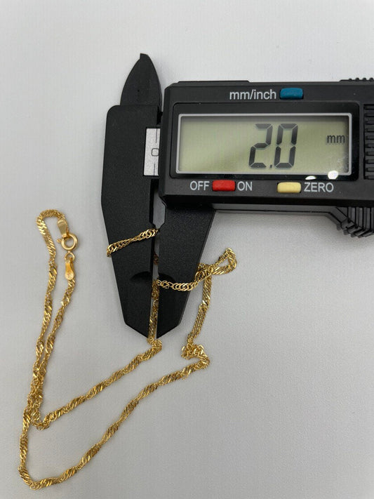 18K GOLD SINGAPORE(2mm) NECKLACE Chain,Real Gold,Birthday Gift,For Her,For Him,Anniversary Gift,Valentine Gift,Christmas Gift,Gift For Dad.