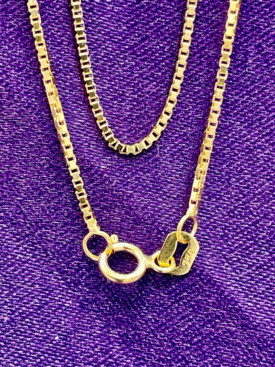 18K Solid GOLD BOX Chain(1mm)NECKLACE ,Real Gold,Necklace Chain,For Her,For Him,Birthday Gift,Christmas Gift,Gift For Dad,Gift For Mom.