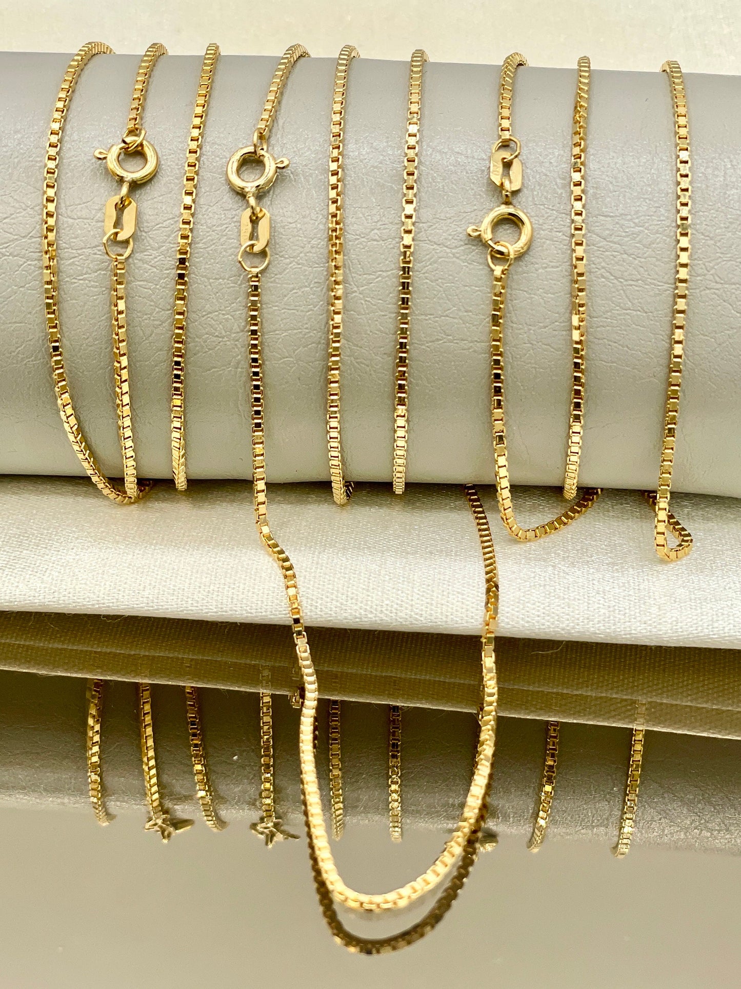 18K GOLD BOX(1.2mm) CHAIN Necklace, Real Gold, Solid Gold, Birthday Gift, For Her, For Him, Gift For Mom,Gift For Dad,Anniversary Gift