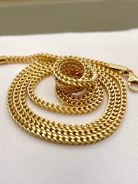 18K GOLD FRANCO(2mm)NECKLACE Chain,Real Gold,Diamond Cut,For Her,For Him,Birthday Gift,Christmas Gift,Anniversary Gift,Gift ForDad new style