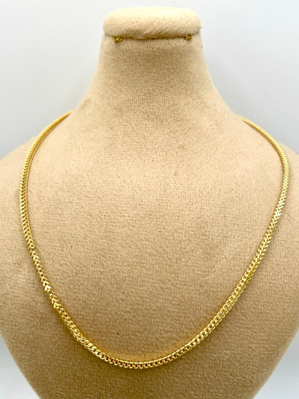 18K GOLD FRANCO(2mm)NECKLACE Chain,Real Gold,Diamond Cut,For Her,For Him,Birthday Gift,Christmas Gift,Anniversary Gift,Gift ForDad new style