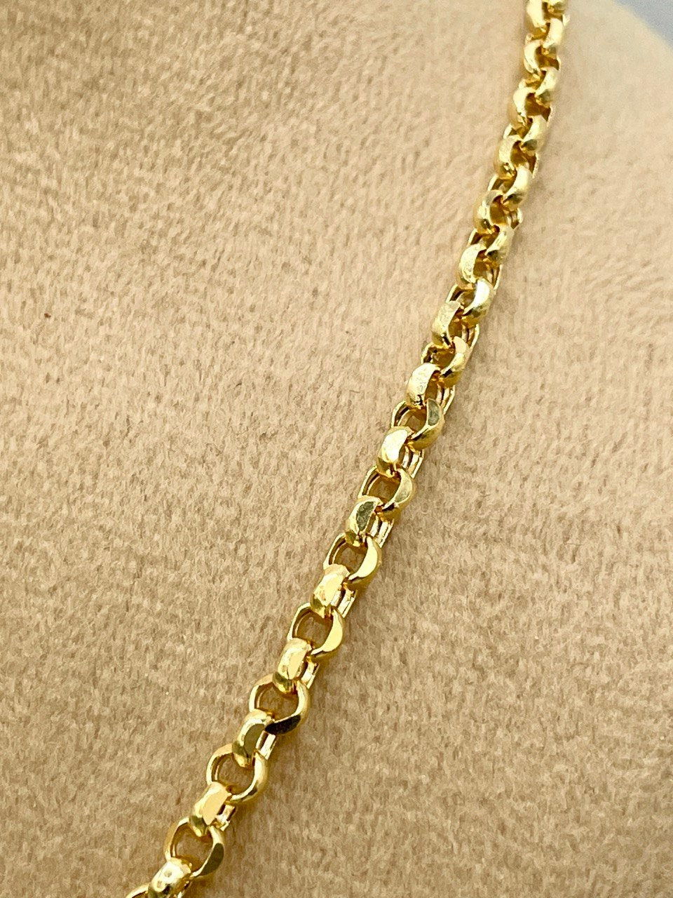 18K GOLD ROLO(3.5mm)NECKLACE,Real Gold,Solid Gold,Diamond Cut,Birthday Gift,For Her,For Him,Gift For Dad,Gift For Mom,Boyfriend Gift.