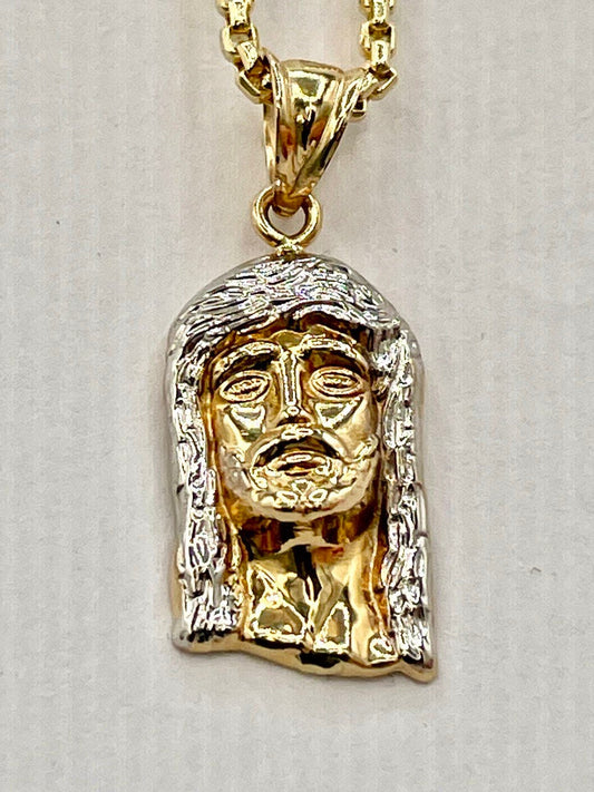 18K GOLD JESUS(1")NECKLACE,Real Gold,Ruond Box(1.5mm),Birthday Gift,Christmas Gift,For Her,For Him,Gift For Mom,Gift For Dad,Boyfriend Gift.