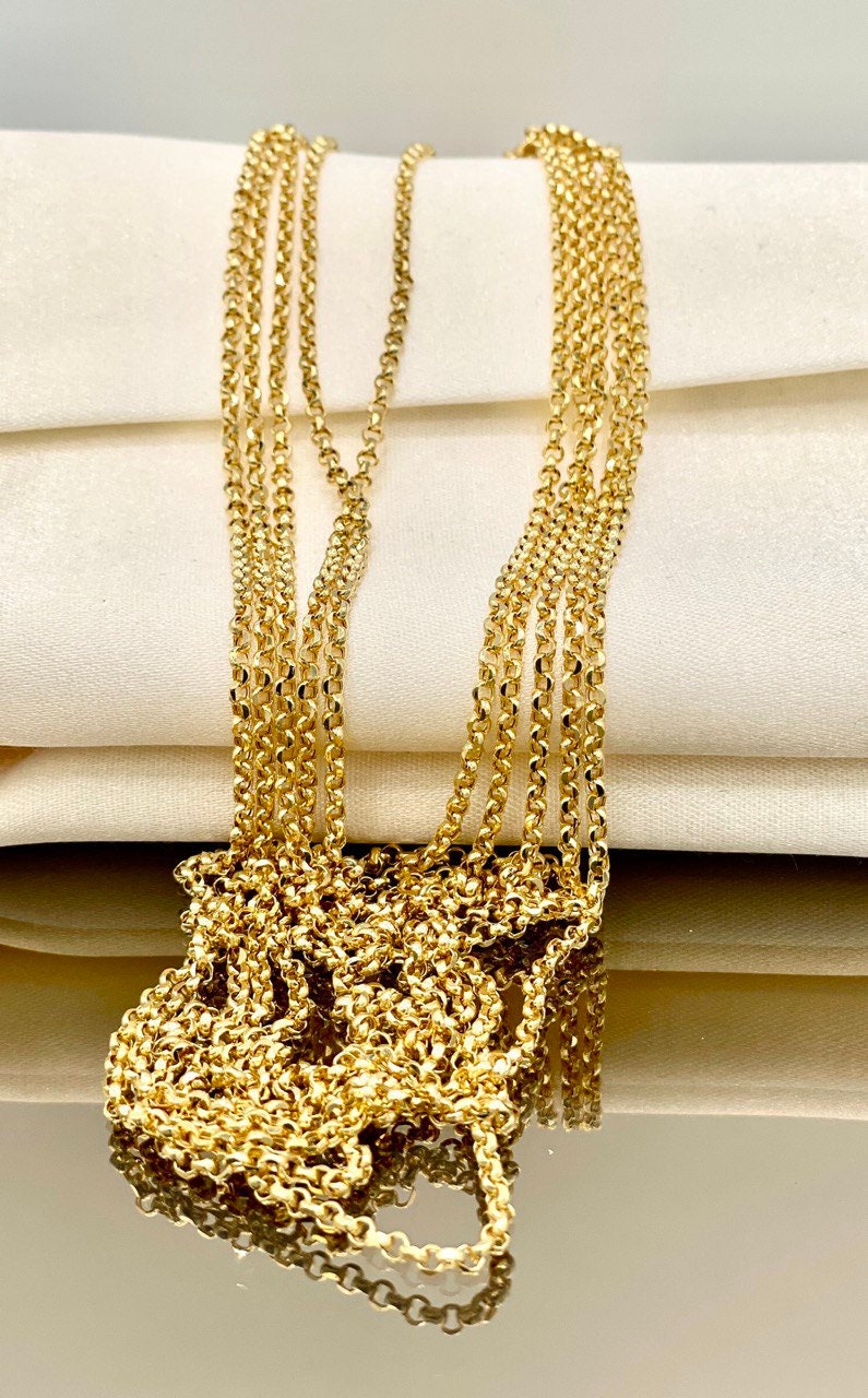 18K GOLD ROLO(2.3)NECKLACE Chain,Real Gold,SolidGold, Diamond Cut,Yellow Gold,Birthday Gift,Partner Gift,For Her,For Him,Gift For Dad.