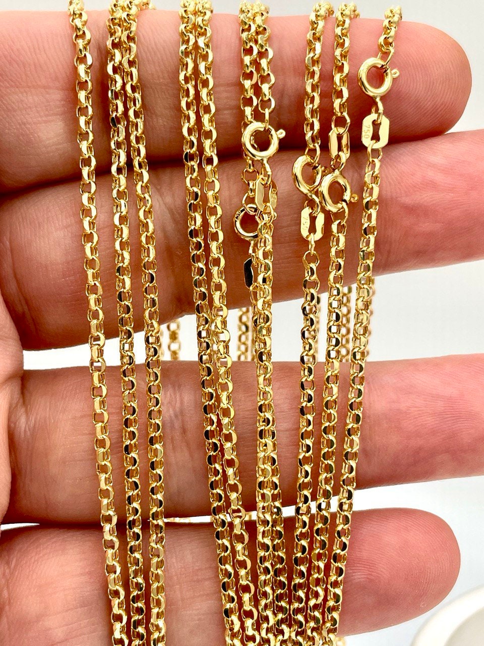 18K GOLD ROLO(2.3)NECKLACE Chain,Real Gold,SolidGold, Diamond Cut,Yellow Gold,Birthday Gift,Partner Gift,For Her,For Him,Gift For Dad.