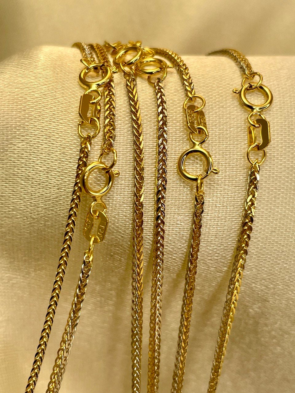 18K GOLD FRANCO (1.2mm)NECKLACE Chain,Real Gold,For Him,For Her,Birthday Gift,Franco Chain,Yellow and White,16"18"20",Christmas Gift