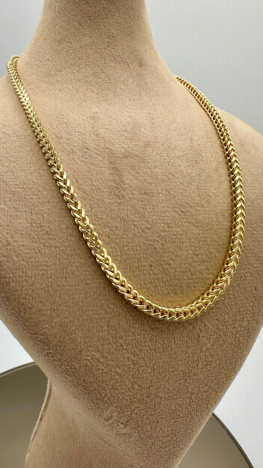 18K GOLD FRANCO(3mm)NECKLACE,Solid Gold,Real Gold,Necklace Chain,For Him,For Her,Birthday Gift,Anniversary Gift,Christmas Gift,Gift For Dad.