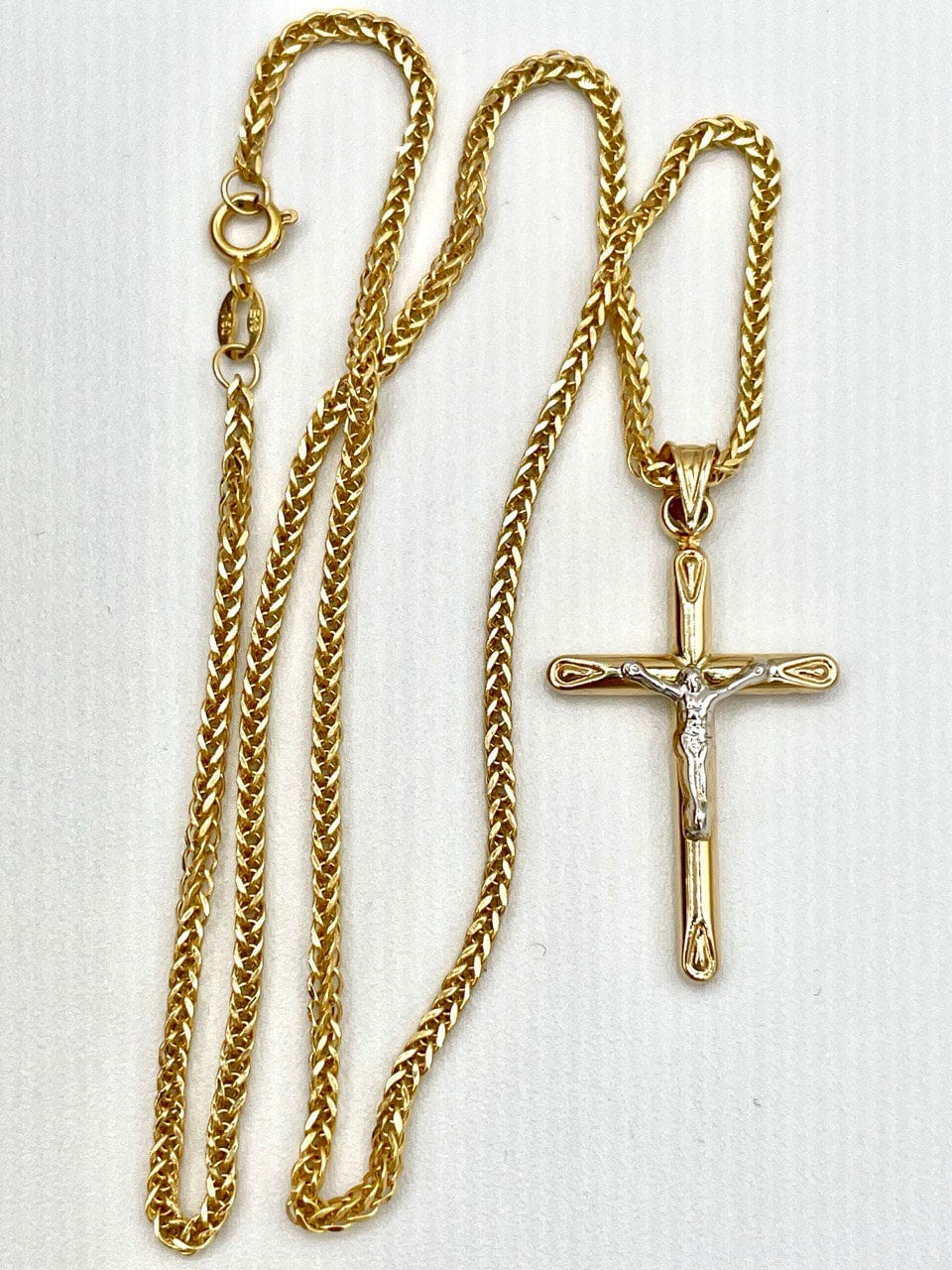 18K GOLD CROSS NECKLACE,Real Gold,Crucifix Necklace,Jesus Cross,Birthday Gift,Franco Necklace,Partner Gift,For Her,For Him,Christmas Gift.