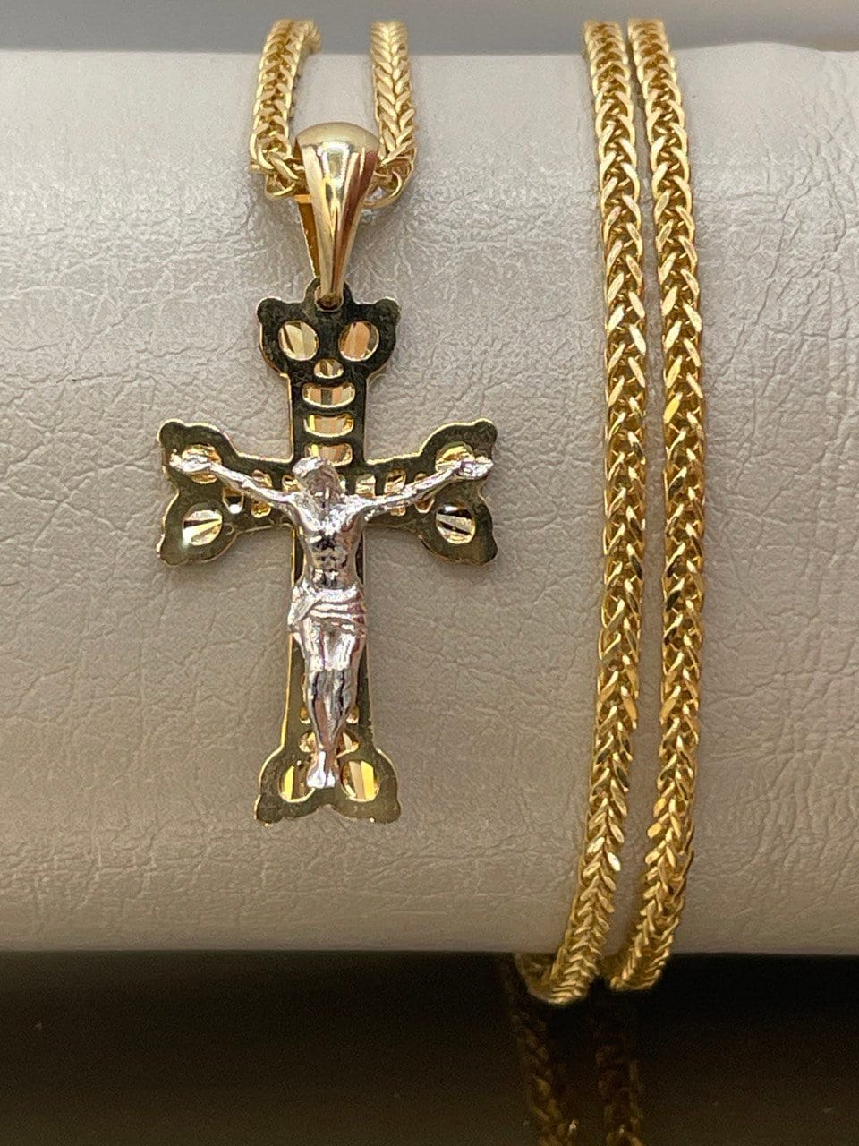 18K GOLD Heavy SOLID CROSS(1")Necklace,Real gold,Franco Necklace,Jesus Cross,Crucifix Necklace,Birthday Gift,Partner Gift,For Her,For Him.