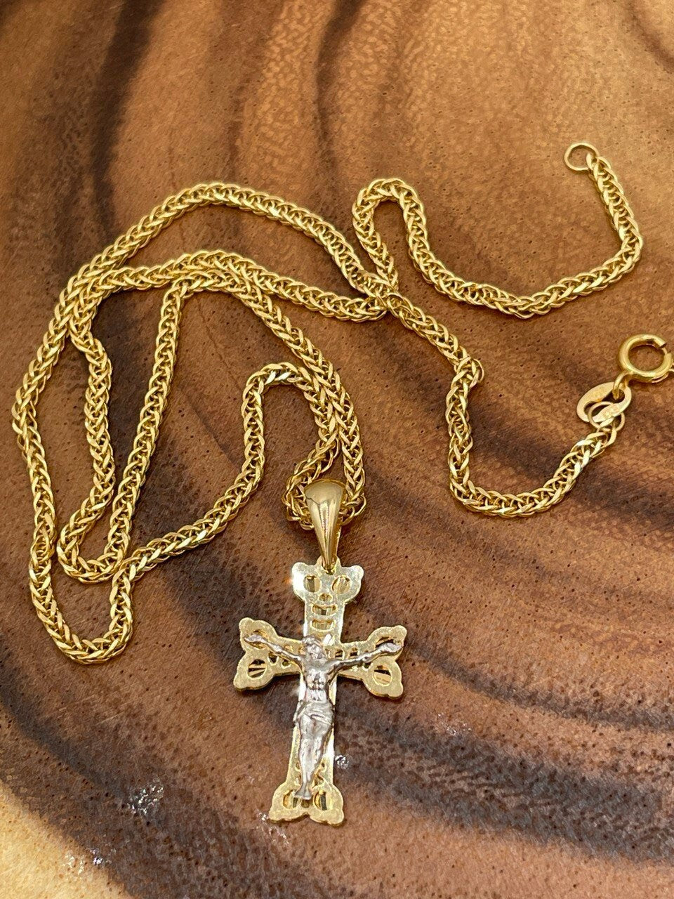 18K GOLD Heavy SOLID CROSS(1")Necklace,Real gold,Franco Necklace,Jesus Cross,Crucifix Necklace,Birthday Gift,Partner Gift,For Her,For Him.
