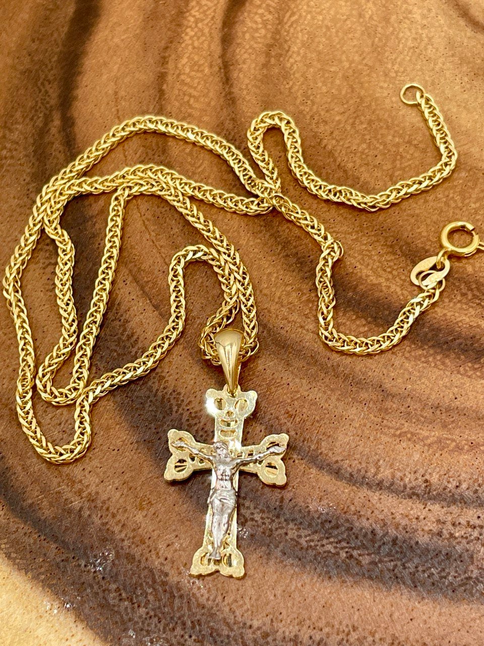 18K GOLD Heavy SOLID CROSS(1")Necklace,Real gold,Franco Necklace,Jesus Cross,Crucifix Necklace,Birthday Gift,Partner Gift,For Her,For Him.