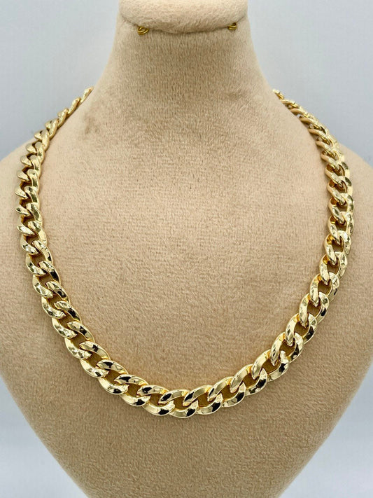 18K GOLD CURB NECKLACE (7.5mm)Chain,Real Gold,For Her,For Him,Birthday Gift,Christmas Gift,Gift For Dad,Gift For Mom,Boyfriend Gift.