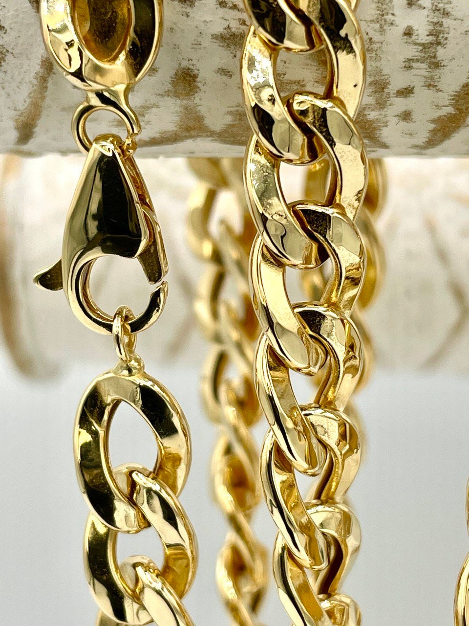 18K GOLD CURB NECKLACE (7.5mm)Chain,Real Gold,For Her,For Him,Birthday Gift,Christmas Gift,Gift For Dad,Gift For Mom,Boyfriend Gift.