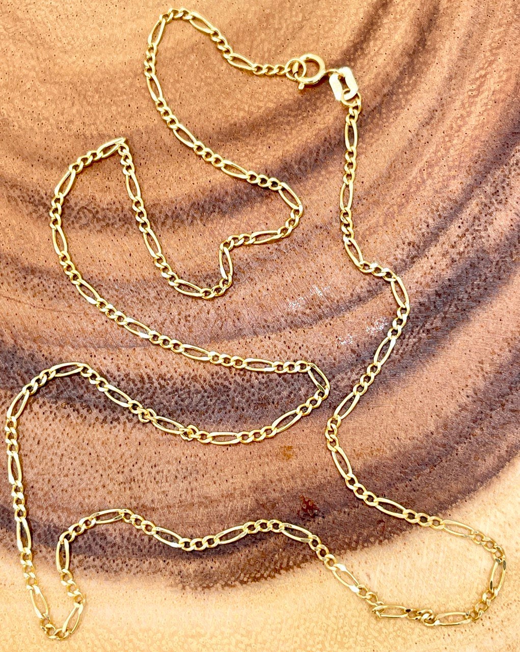 18K GOLD FIGARO(1.7mm)NECKLACE,Real Gold,Yellow Gold,Solid Gold,Birthday Gift,Partner Gift,For Her,For Him,Gift For Dad,Gift For Mom,(18").
