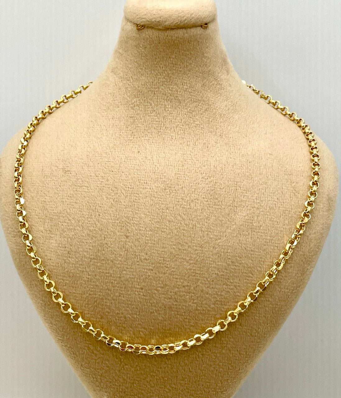 18K GOLD ROLO(3.5mm)NECKLACE,Real Gold,Solid Gold,Diamond Cut,Birthday Gift,For Her,For Him,Gift For Dad,Gift For Mom,Boyfriend Gift.