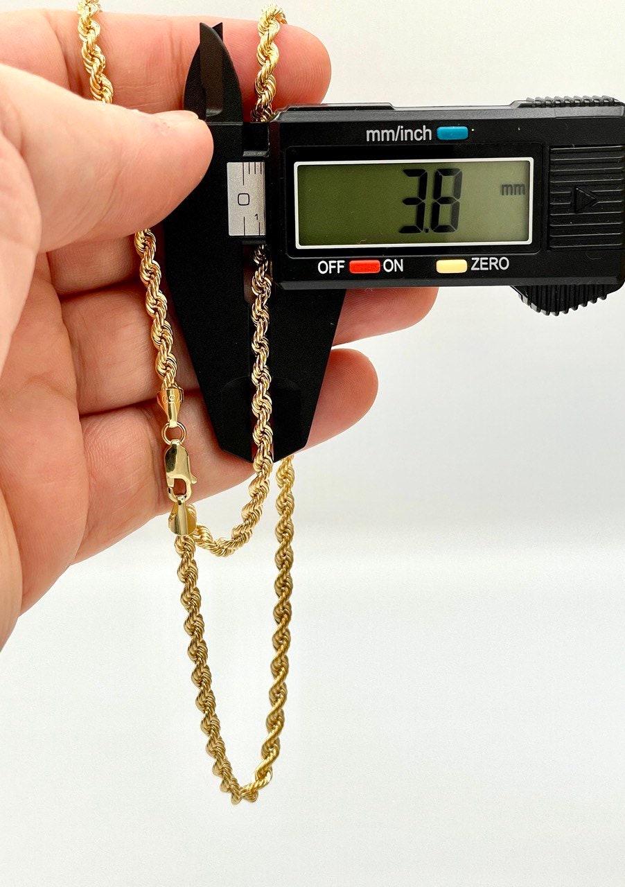 18K GOLD ROPE CHAIN Necklace,Solid Gold,Real 18K Gold Rope Chain Link Chain,3.8mm thick_22"_24"lengths,18Karat Real Gold Chain For Men/Women